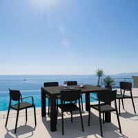 Loft Outdoor Dining Set with 6 Arm Chairs and 55 inch Extension Table Black ISP1281S